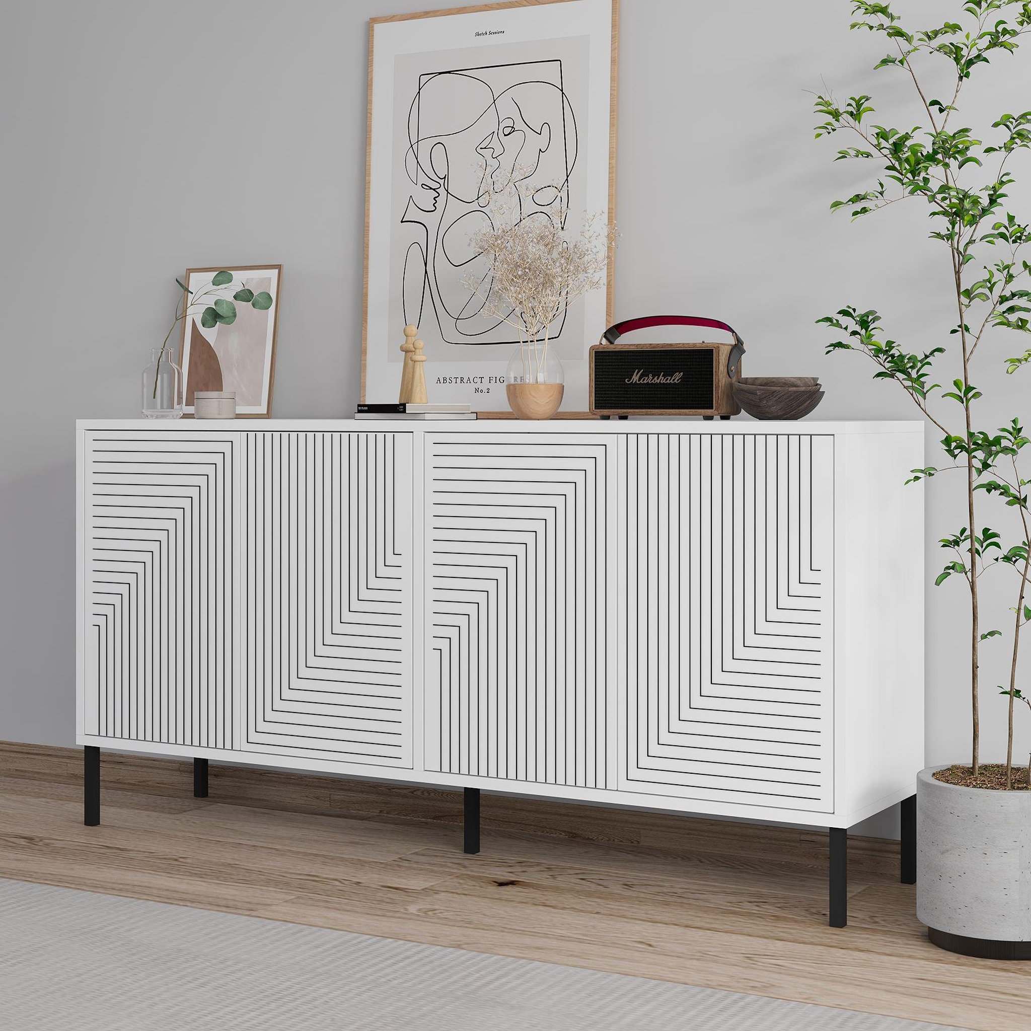 Voir la diapositive 3 : Habitat et Jardin Buffet en bois  evolet  - 150 x 36 x 75 cm - blanc