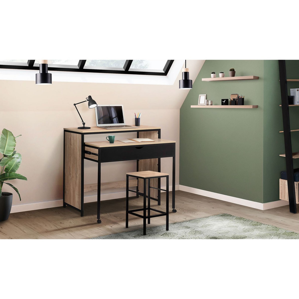 Bureau extensible 1 tiroir L98.5 cm QUEENS
