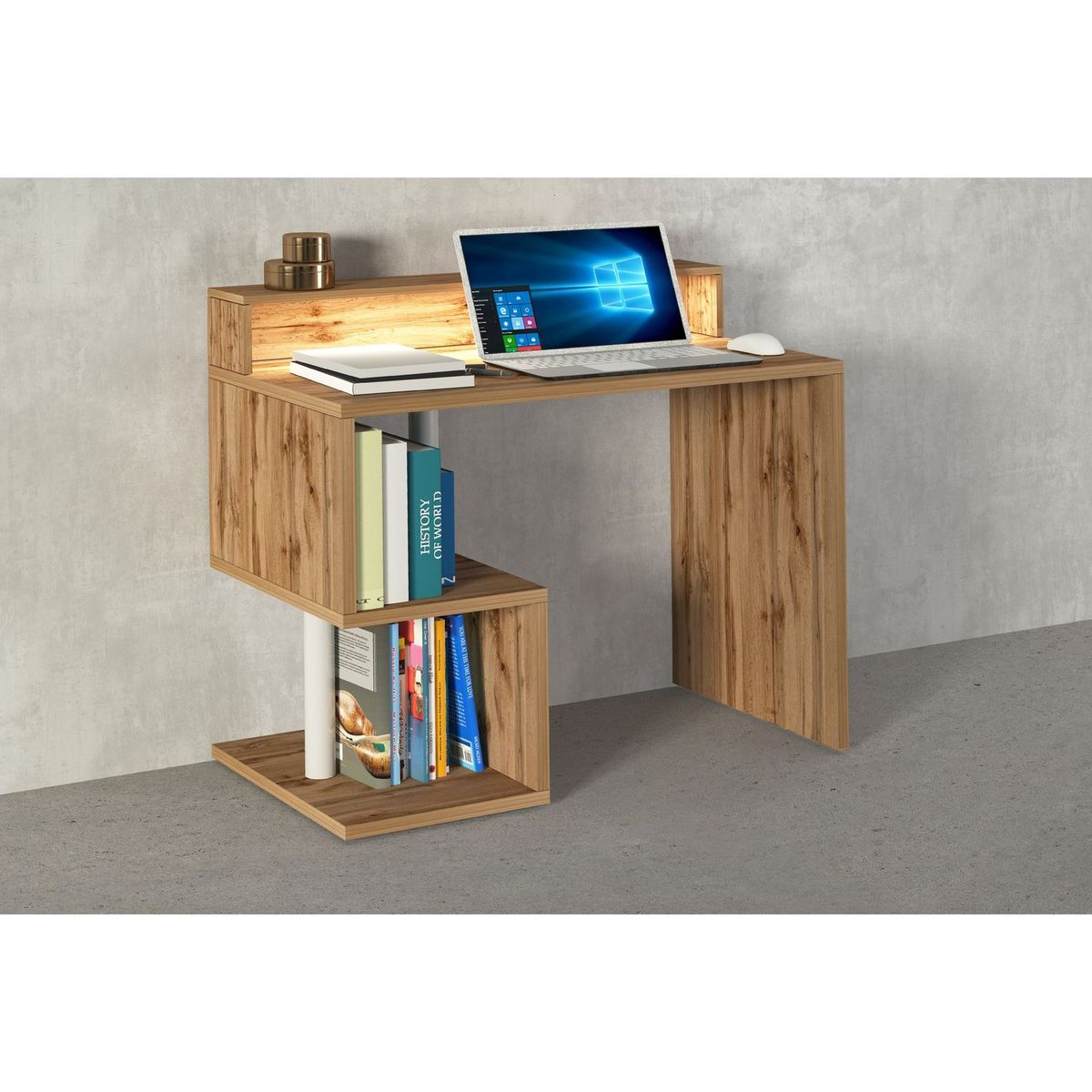Bureau droit avec rehaussement L100 cm SANTA