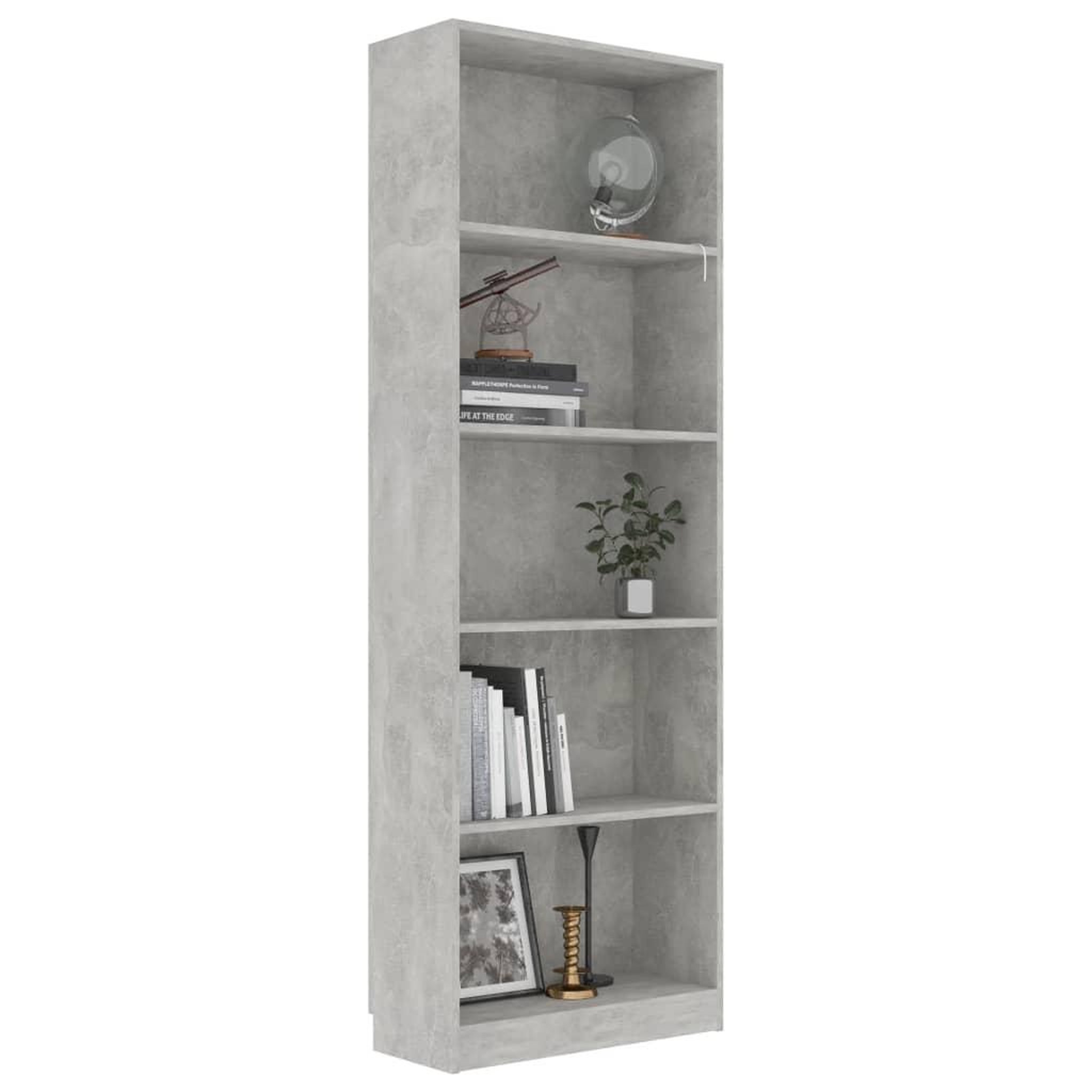 Voir la diapositive 3 : VIDAXL Bibliotheque a 5 niveaux Gris beton 60x24x175cm Bois ingenierie