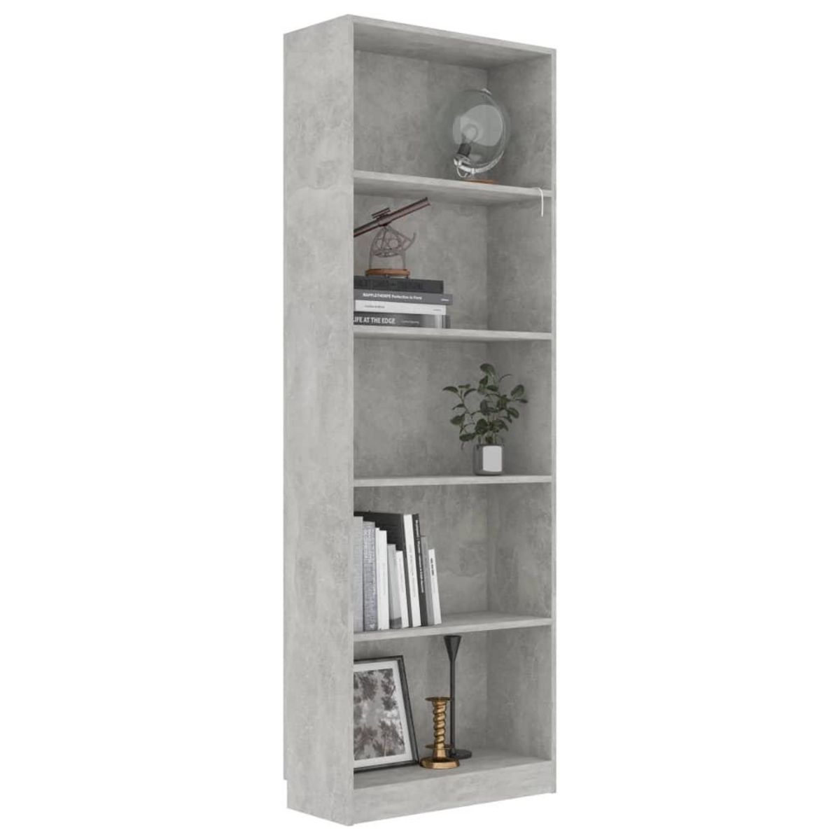 VIDAXL Bibliotheque a 5 niveaux Gris beton 60x24x175cm Bois ingenierie