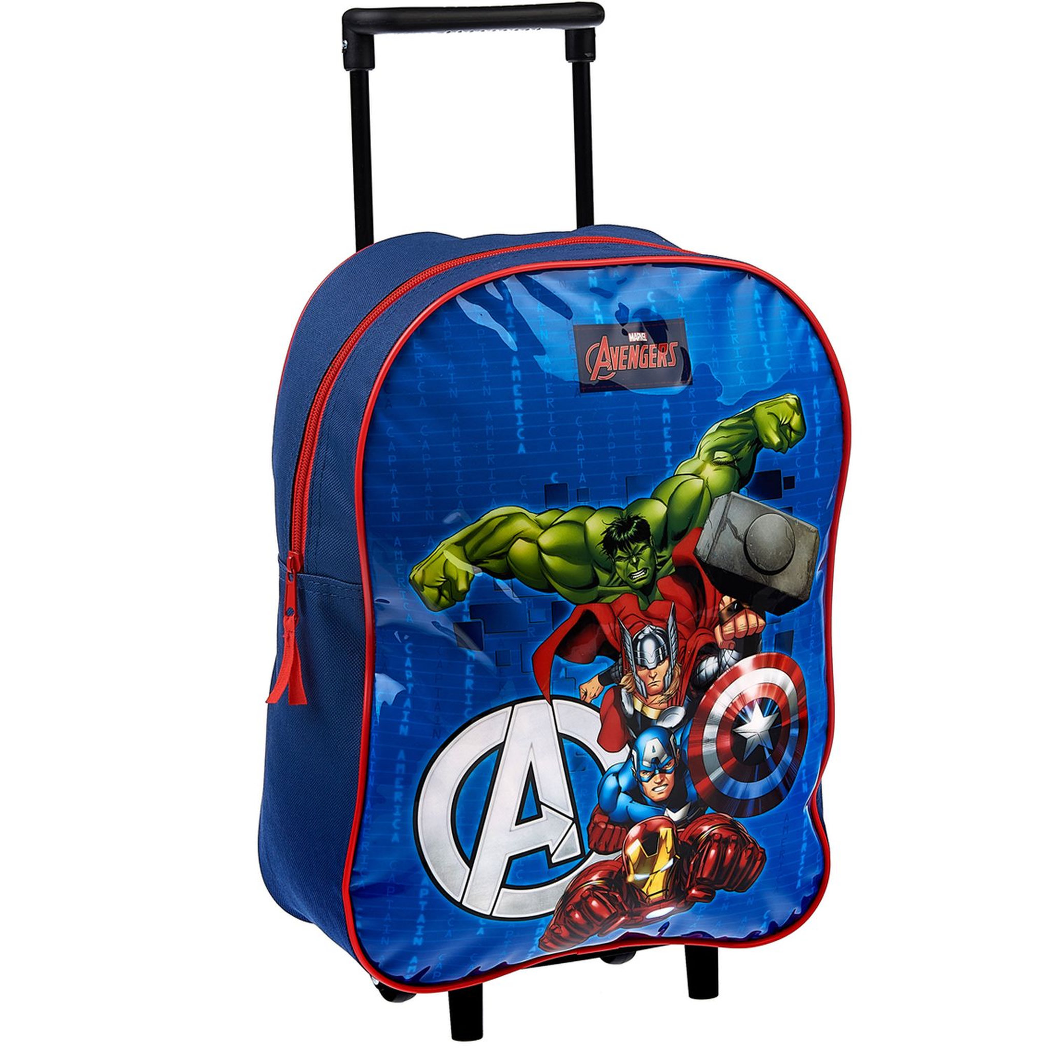 Voir la diapositive 1 : MARVEL Sac maternelle à roulettes Bleu AVENGERS