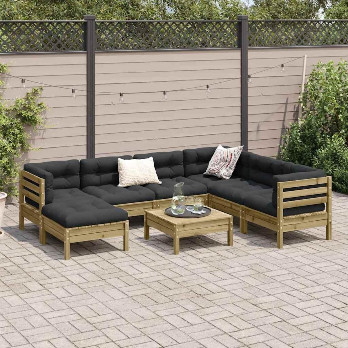 VIDAXL Salon de jardin 8 pcs avec coussins bois de pin impregne