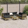Voir la diapositive 3 : VIDAXL Salon de jardin 8 pcs avec coussins bois de pin impregne