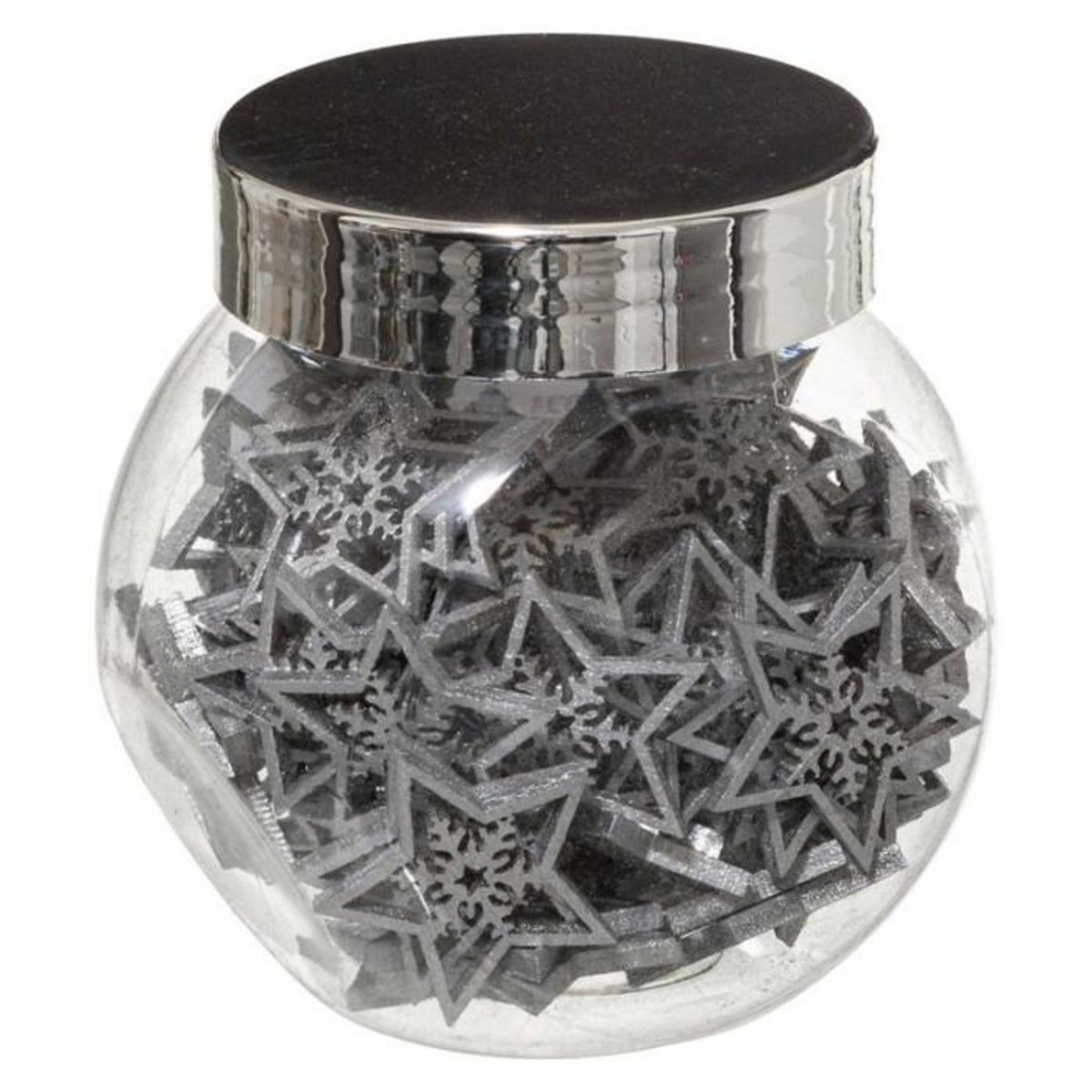 FEERIC LIGHT & CHRISTMAS Lot de 100 Étoiles en Bois  Bocal  7cm Argent