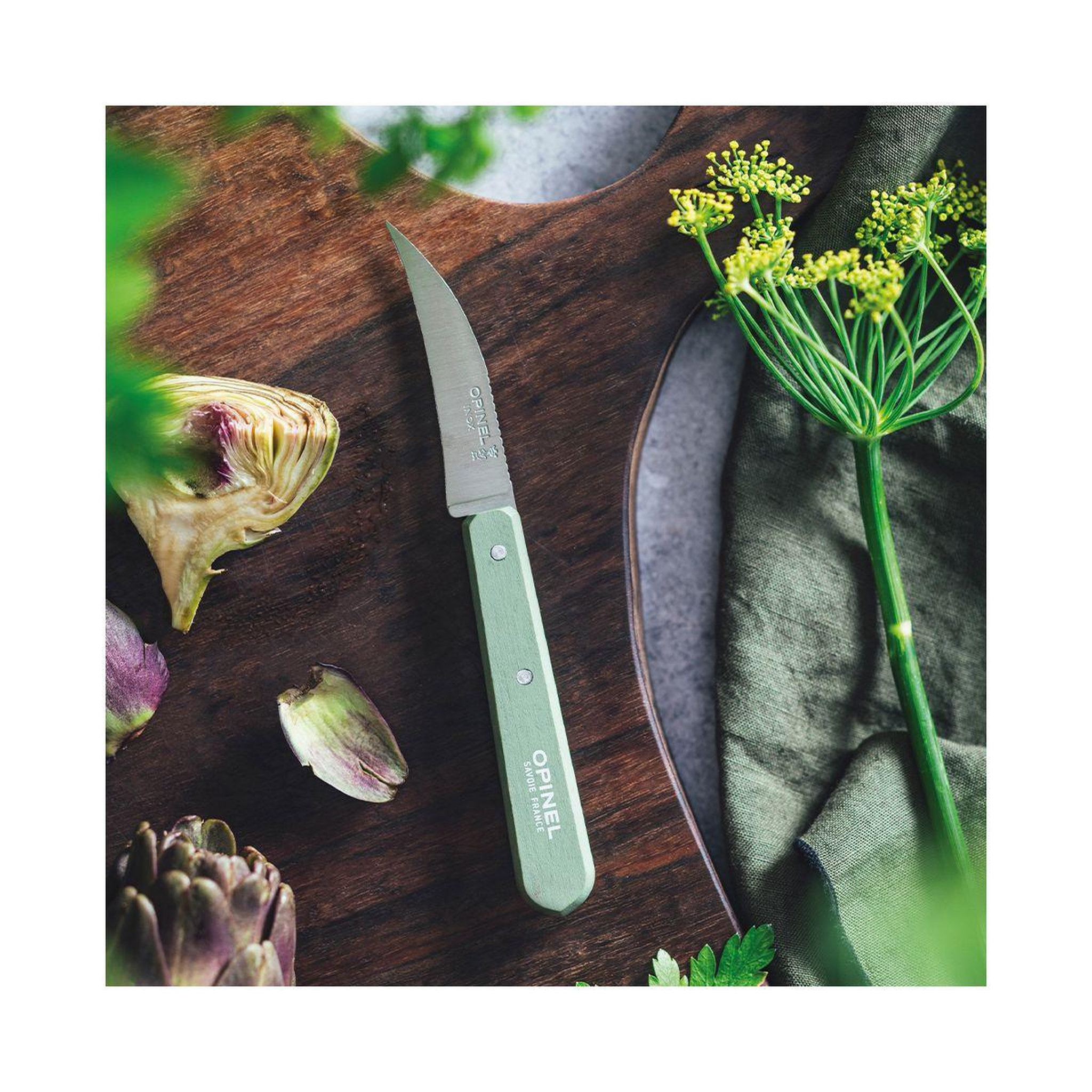 Voir la diapositive 2 : Opinel Couteau Legumes N114 Sauge