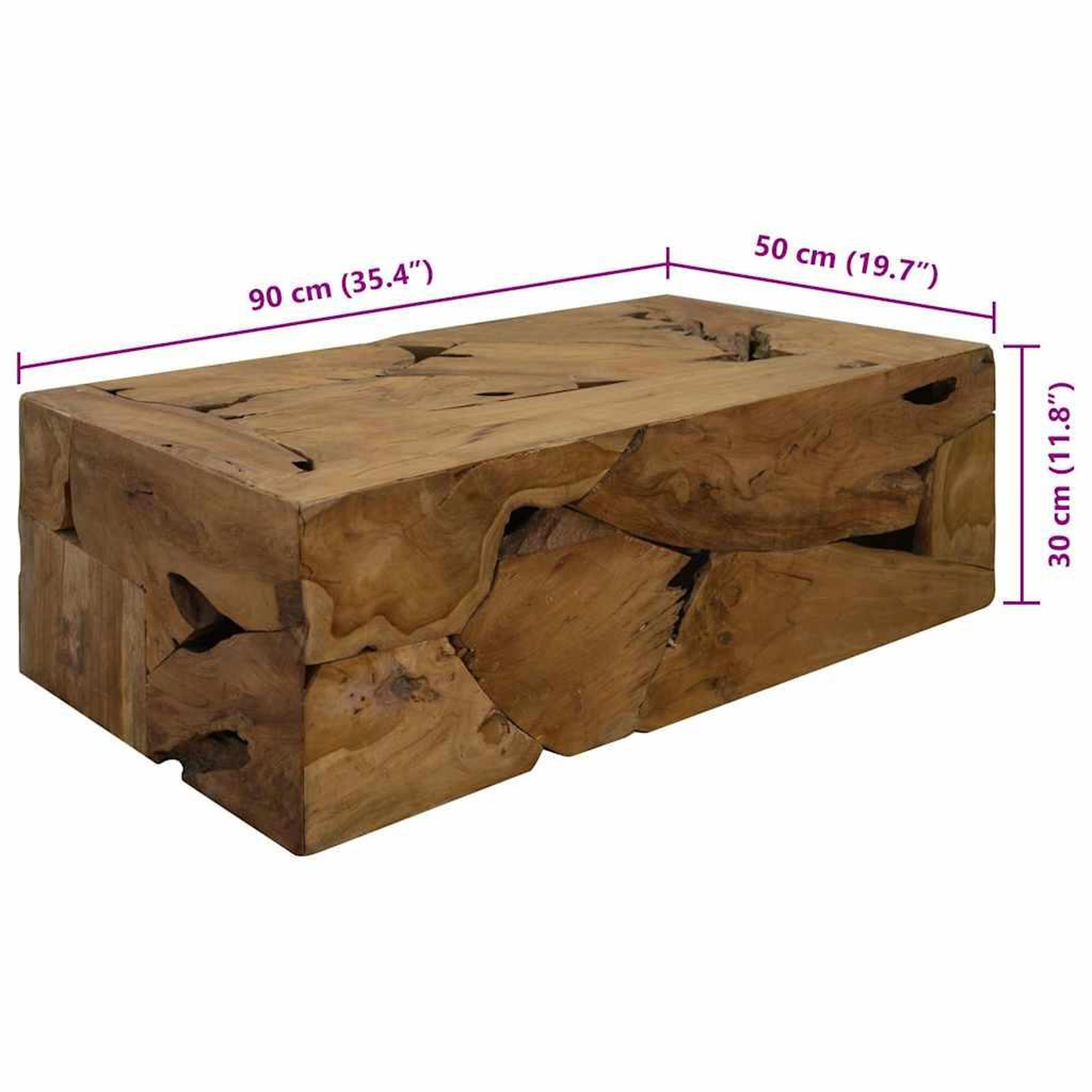 Voir la diapositive 6 : VIDAXL Table basse 90x50x30 cm teck veritable marron