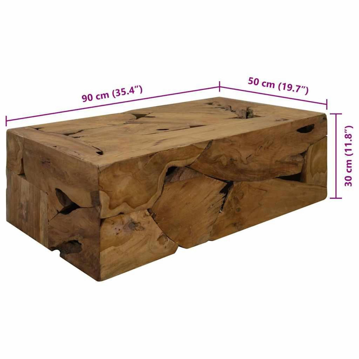 VIDAXL Table basse 90x50x30 cm Teck veritable Marron