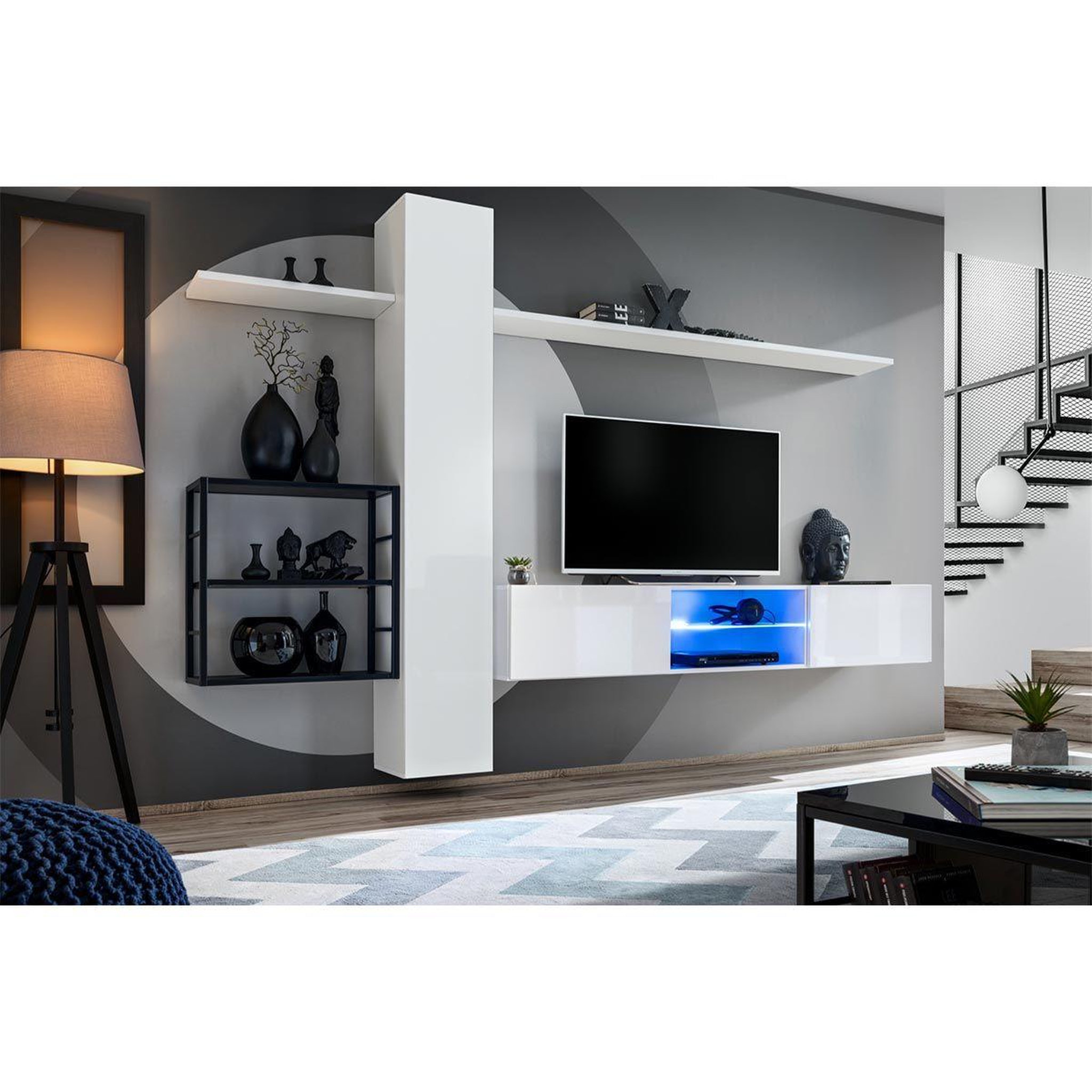 Voir la diapositive 2 : Paris Prix Ensemble meuble tv  switch v  270cm blanc & noir