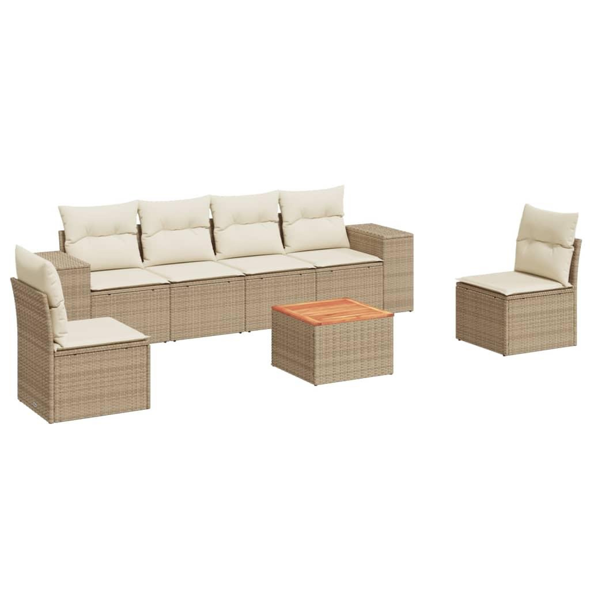 Voir la diapositive 2 : VIDAXL Salon de jardin avec coussins 7 pcs beige resine tressee