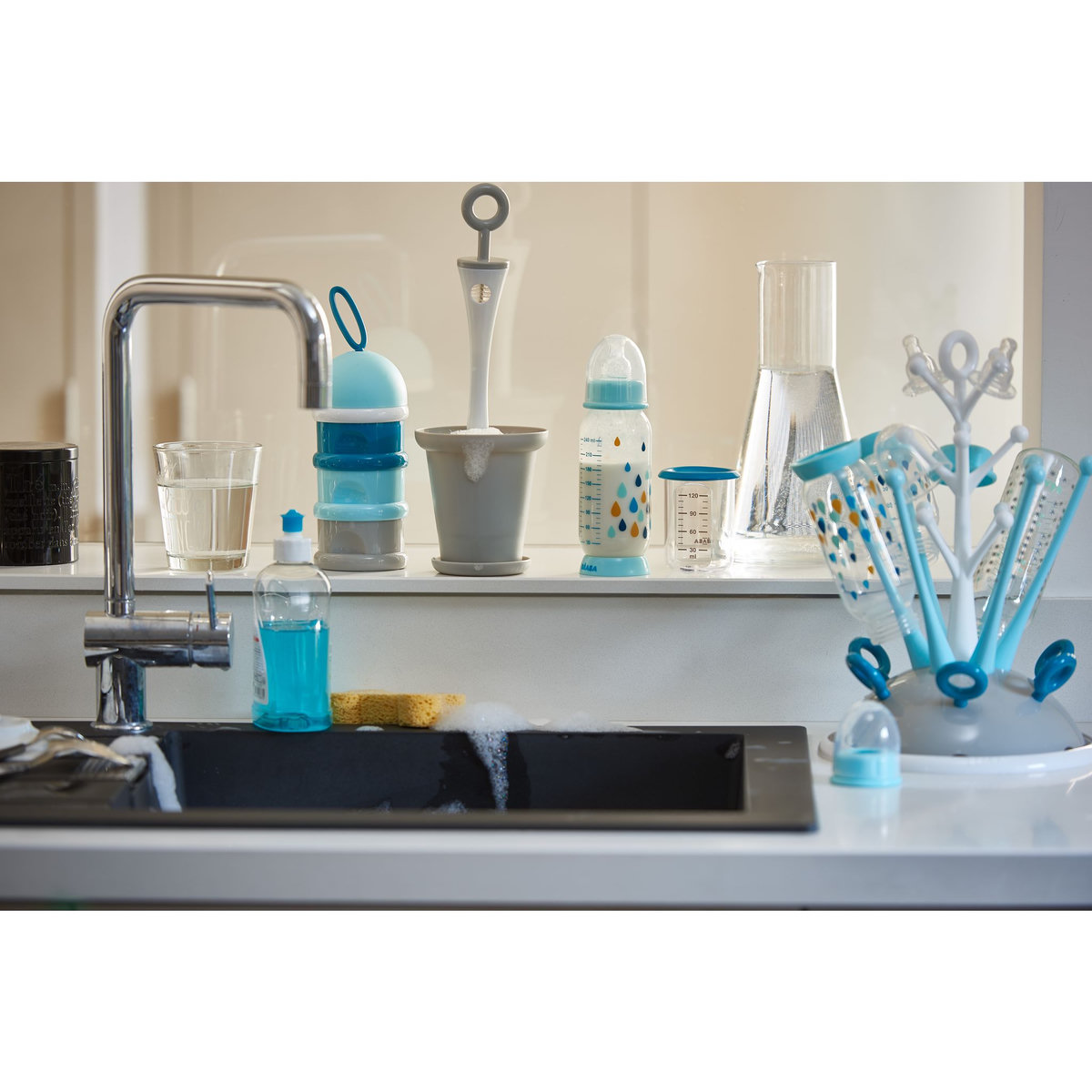 BEABA Goupillon 2 en 1 avec socle gris