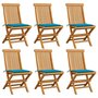 Voir la diapositive 1 : VIDAXL Chaises de jardin et coussins bleu lot de 6 Bois de teck massif