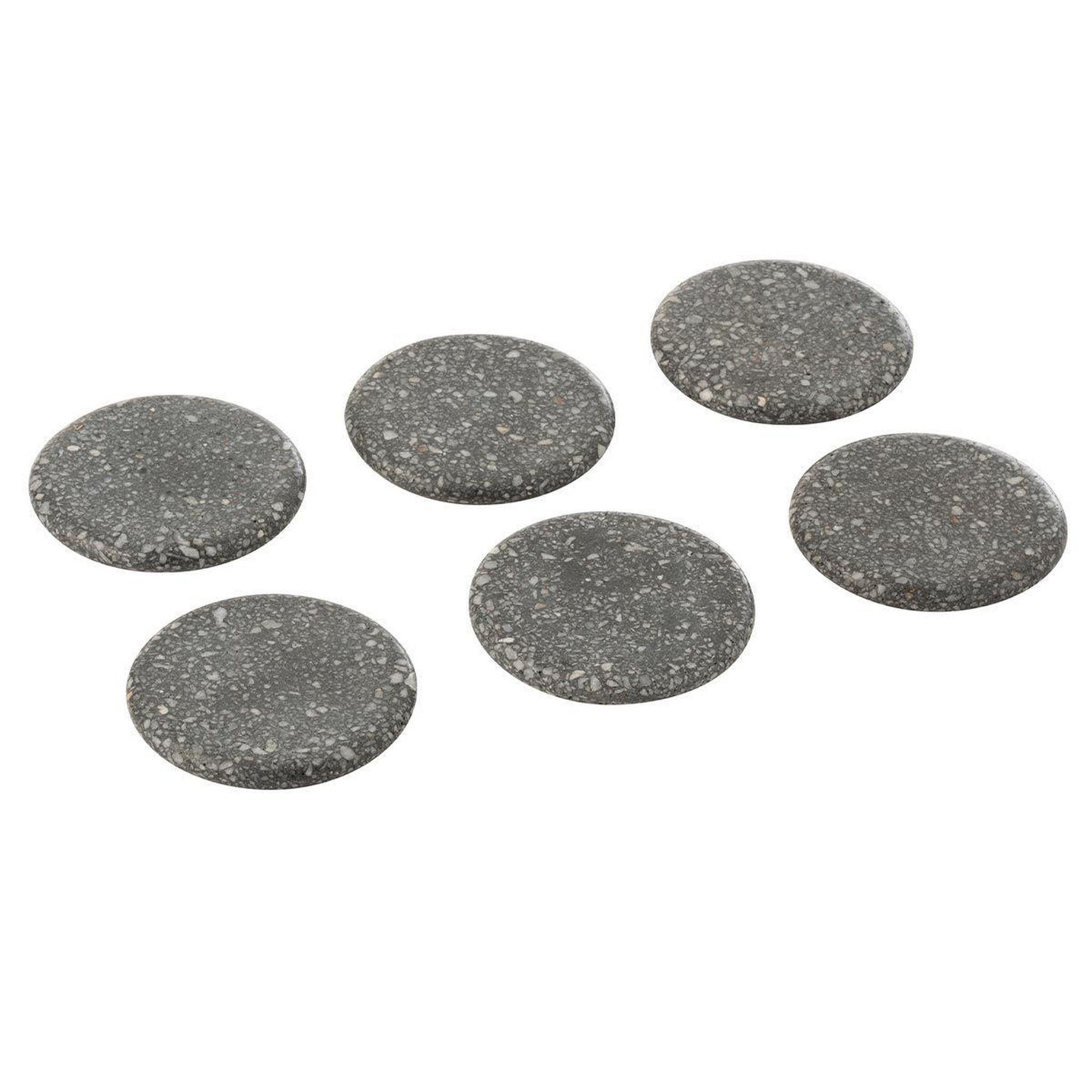 J-LINE Lot de 6 dessous de verre  marbra  10cm gris