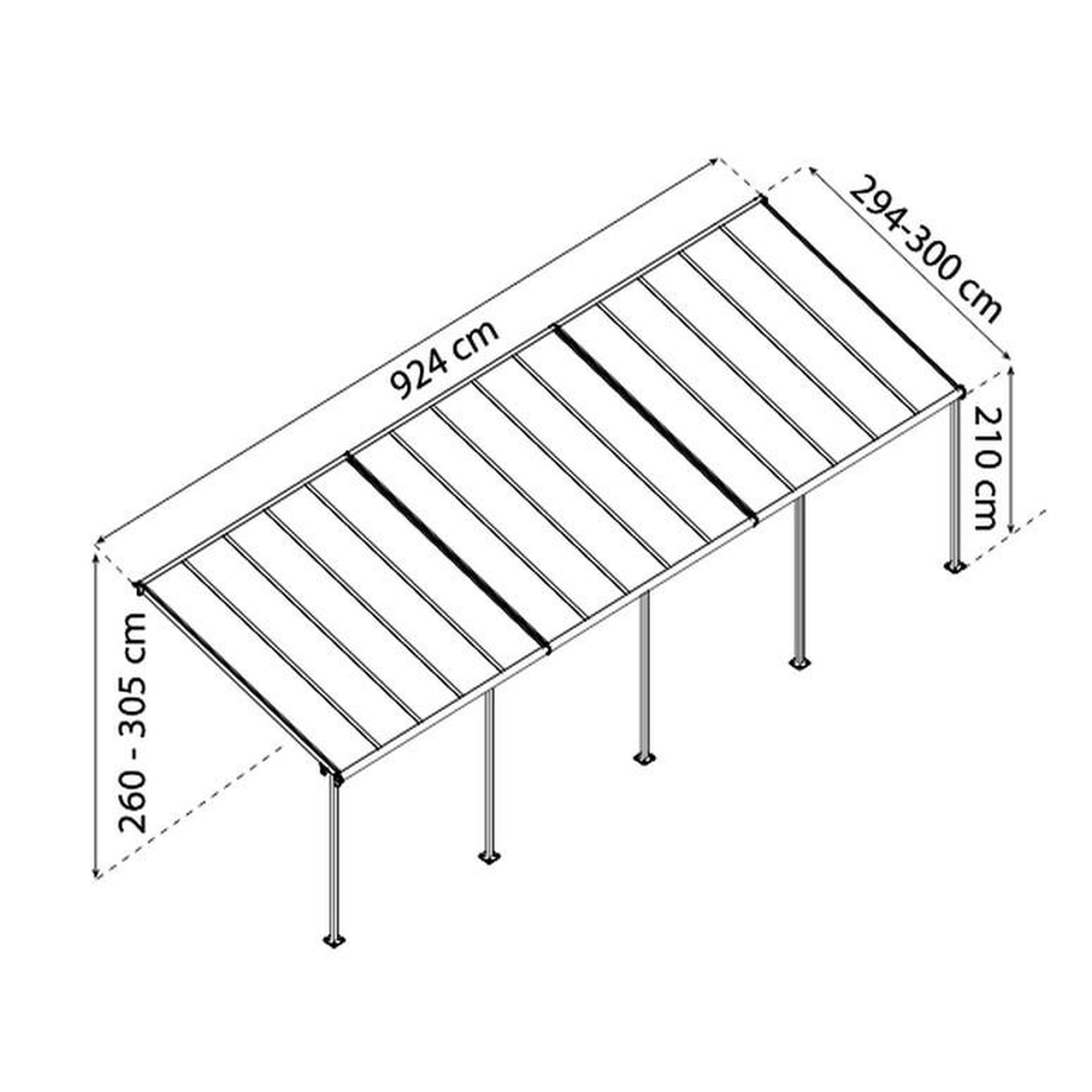 Voir la diapositive 2 : Palram Pergola 27.7m² gris anthracite - 705605