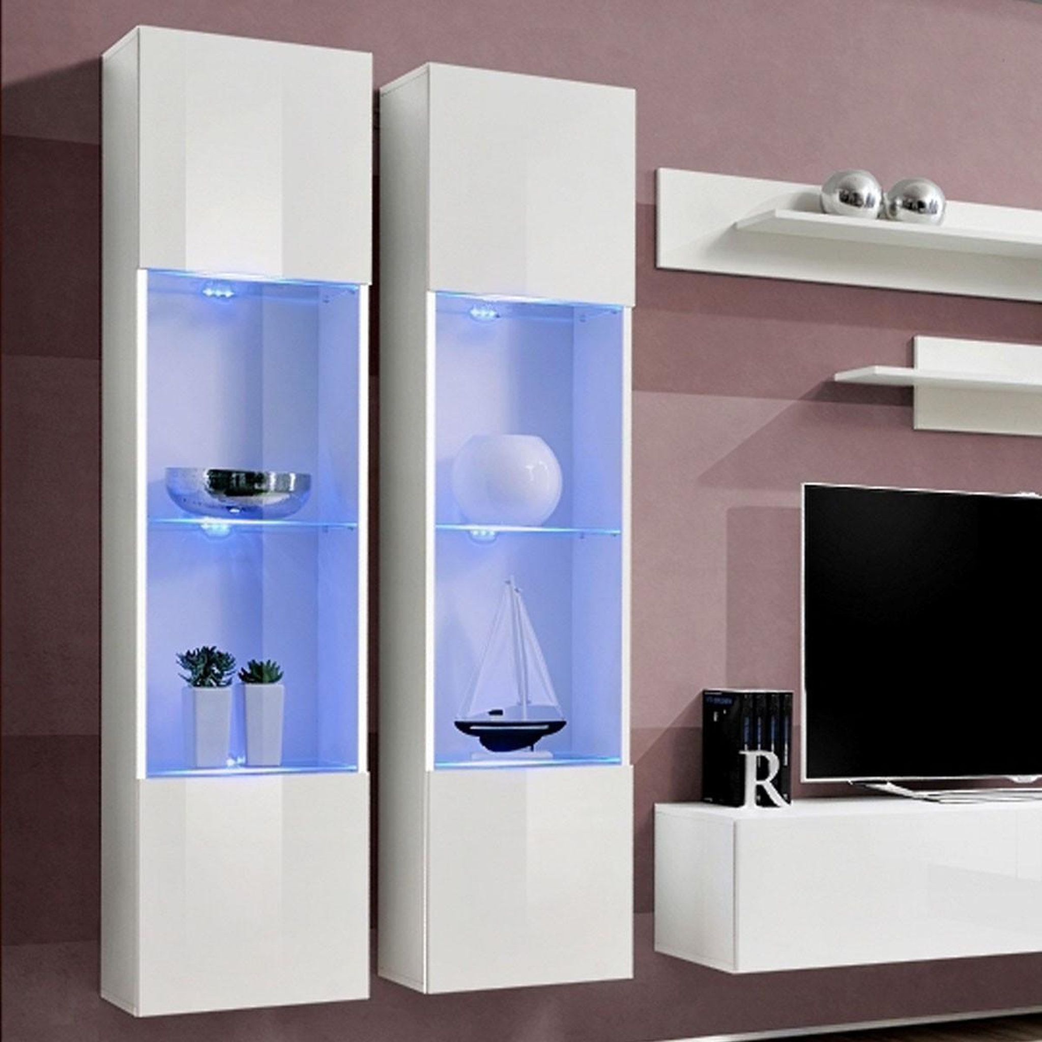Voir la diapositive 2 : Paris Prix Ensemble meuble tv mural  fly c3  310cm blanc