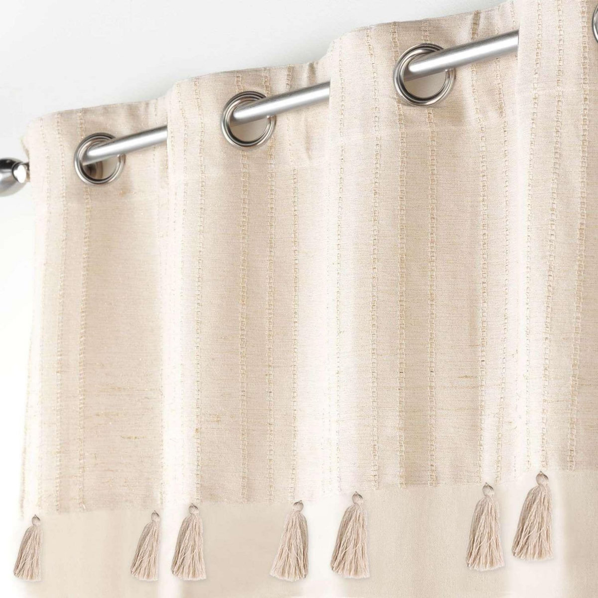 Douceur d'Intérieur Rideau à œillets HAVER - Coton, polyester et top métallisé - 140 x 240 cm - Ecru