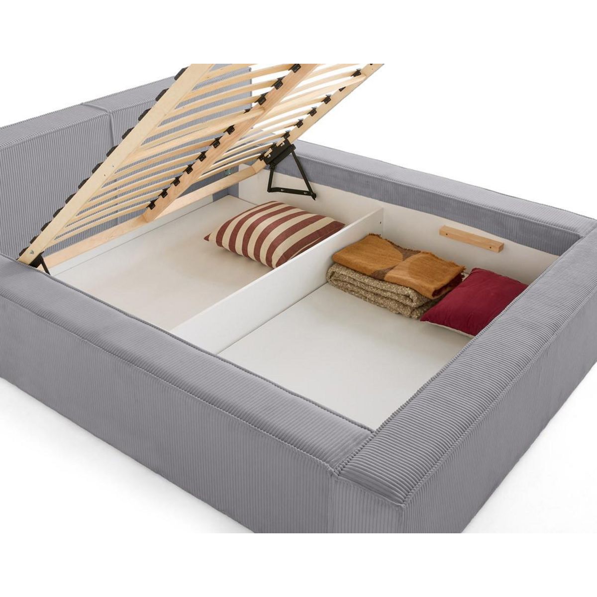 LISA DESIGN Stella - lit coffre - 140x190 cm - sommier inclus - en velours côtelé