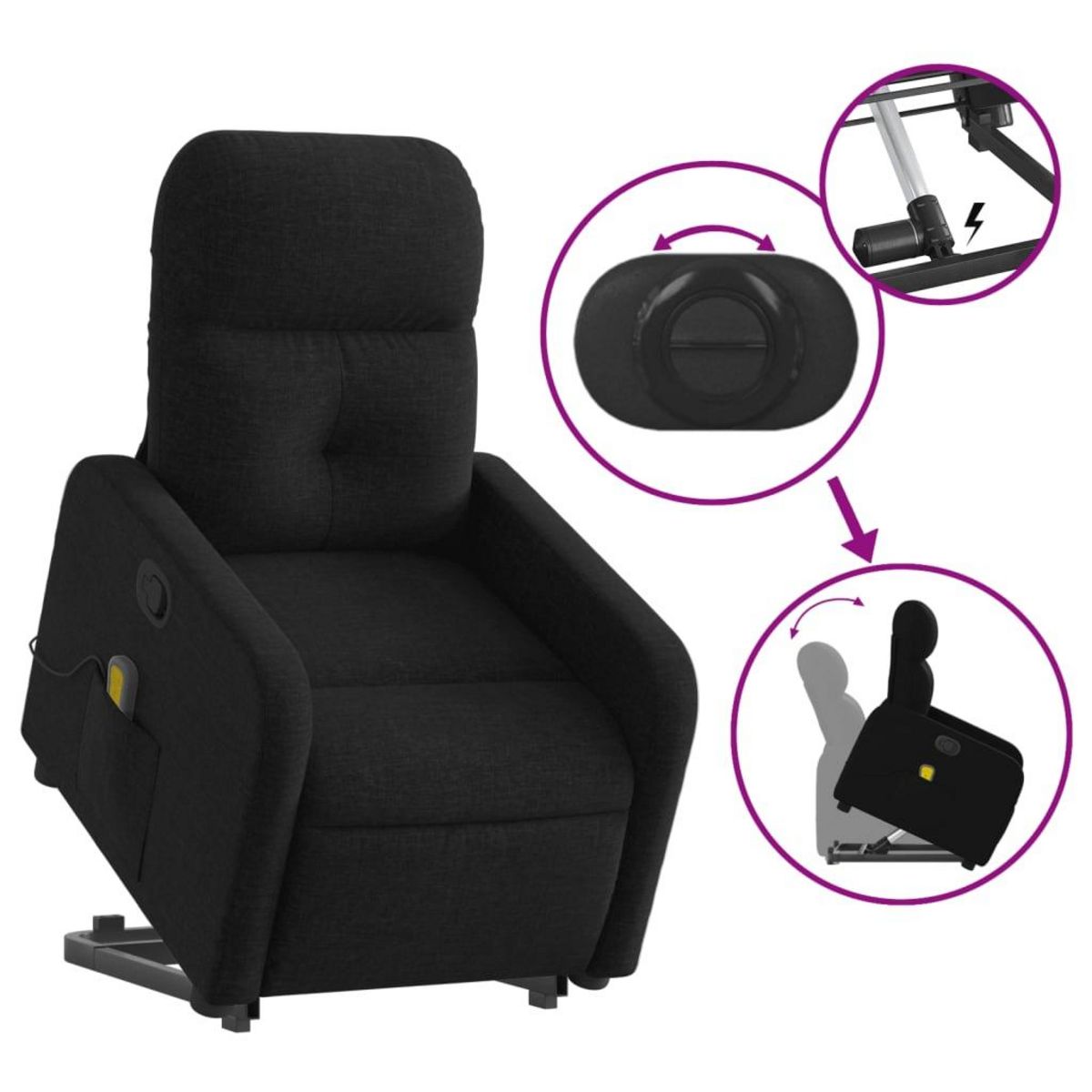 VIDAXL Fauteuil de massage inclinable Noir Tissu
