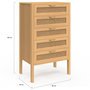 Voir la diapositive 5 : ID MARKET Chiffonnier 5 tiroirs EDHEN 60 cm bois et cannage