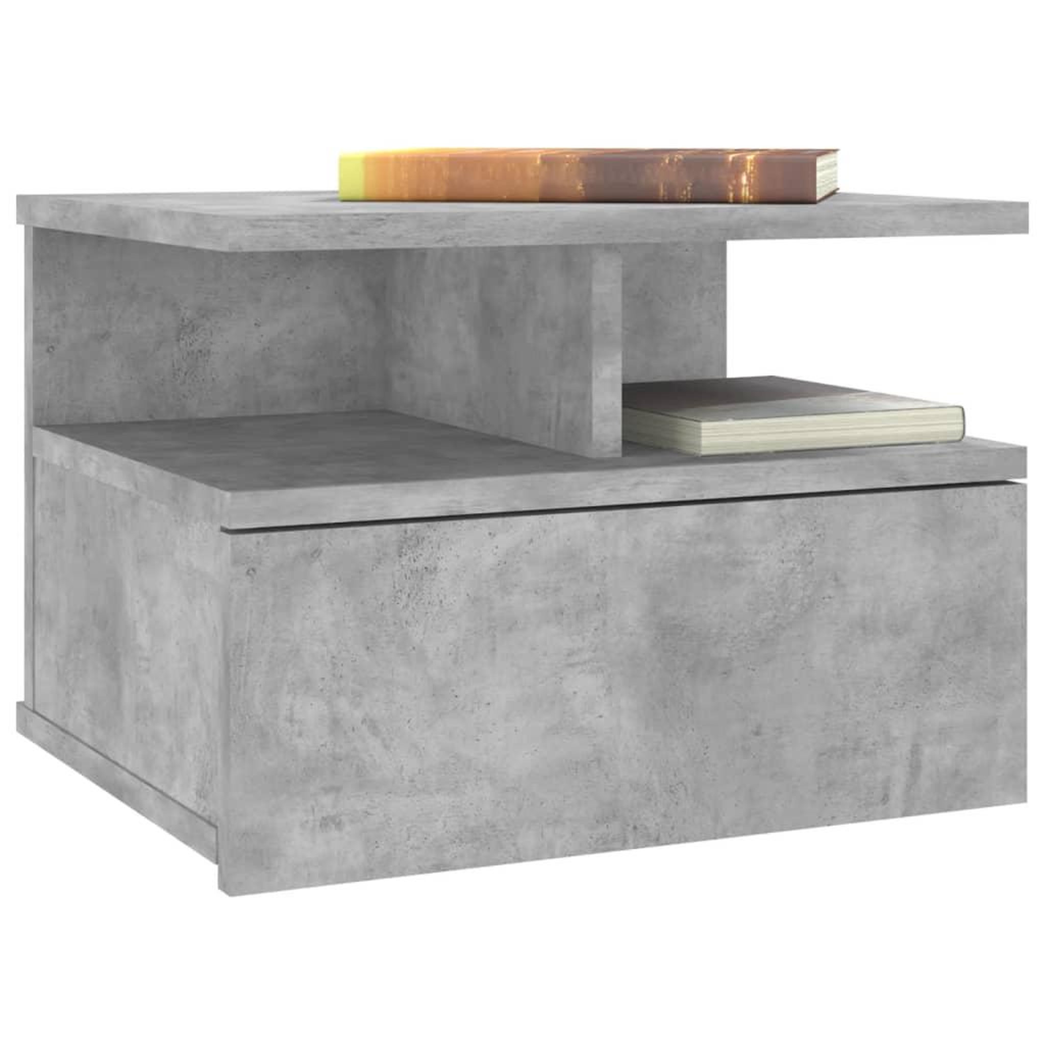 Voir la diapositive 3 : VIDAXL Table de chevet flottante Gris beton Bois d'ingenierie