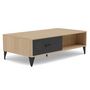 Voir la diapositive 2 : BEST MOBILIER Tribeca - table basse - effet bois et métal noir - 1 tiroir et 1 niche - 110 cm