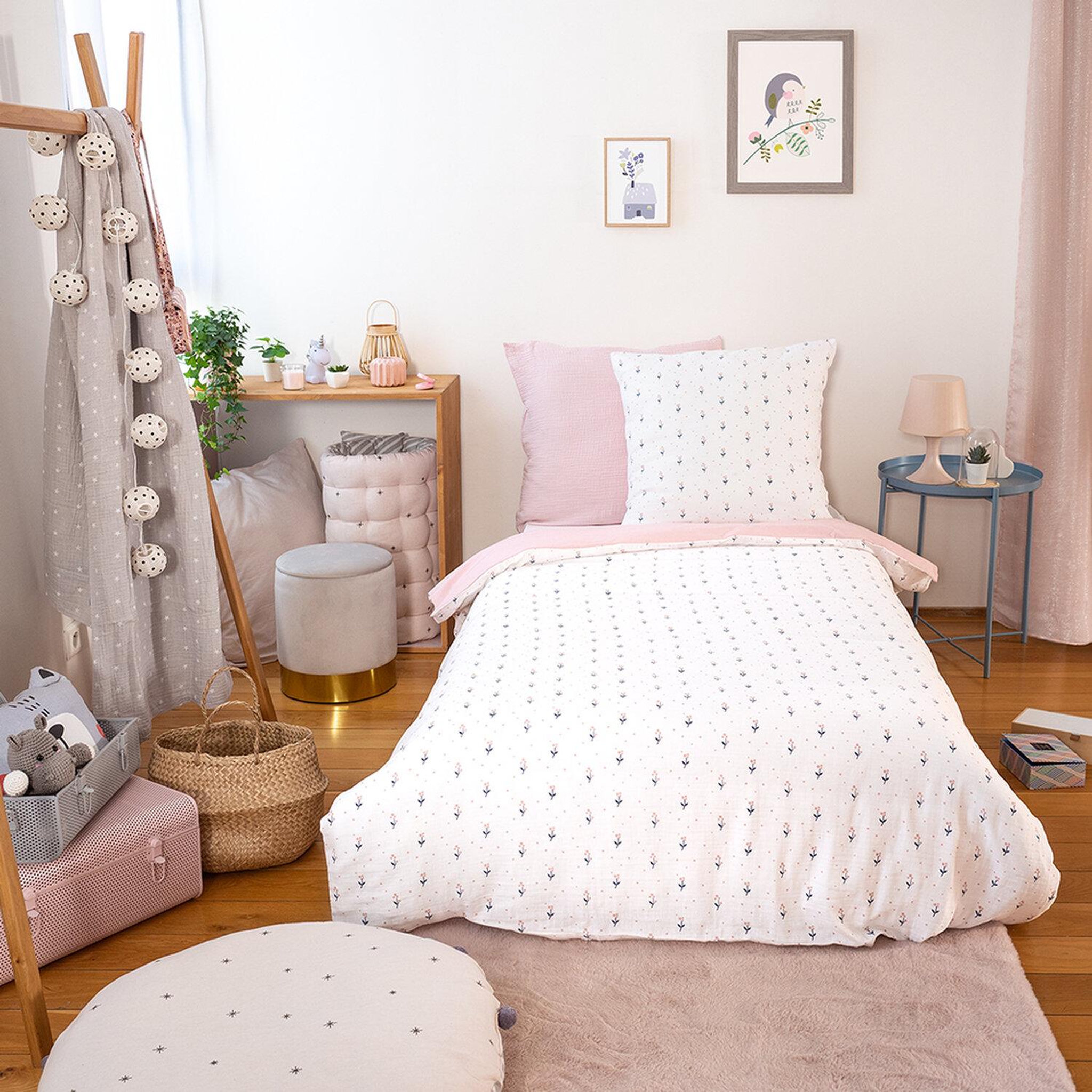 Voir la diapositive 2 : Home collection Parure housse de couette 2pcs 140x200cm 100%gaze de coton 57fils liberty