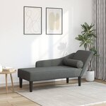 VIDAXL Chaise longue avec coussins gris fonce tissu