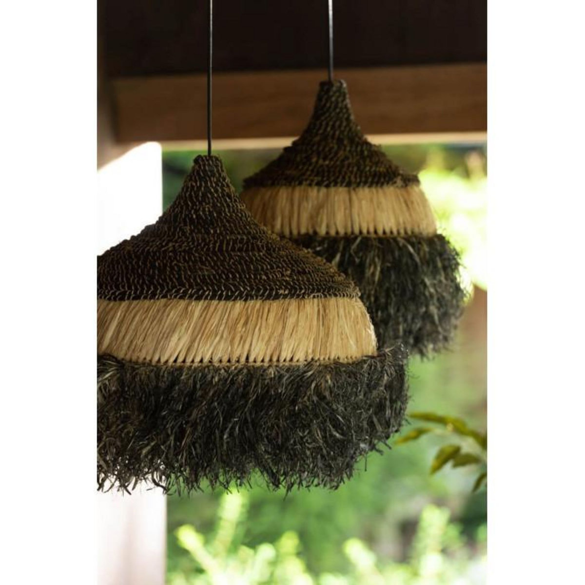 Paris Prix Lampe Suspension en Raphia  Lombok  60cm Noir