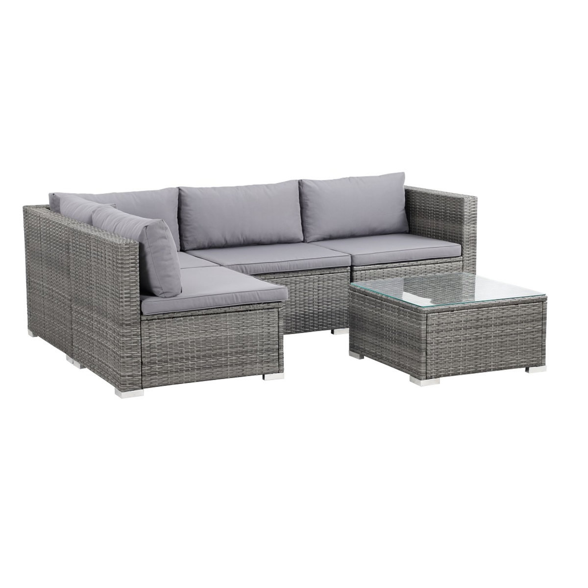 Beau rivage Salon bas de jardin d'angle - Résine tressée - Grise - STELLA