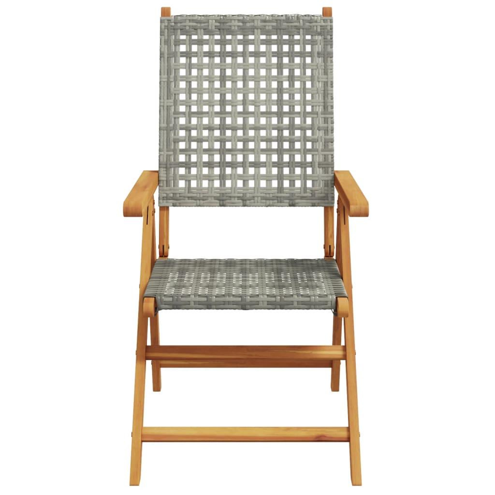 Voir la diapositive 4 : VIDAXL Chaises inclinables de jardin lot de 4 gris rotin bois massif