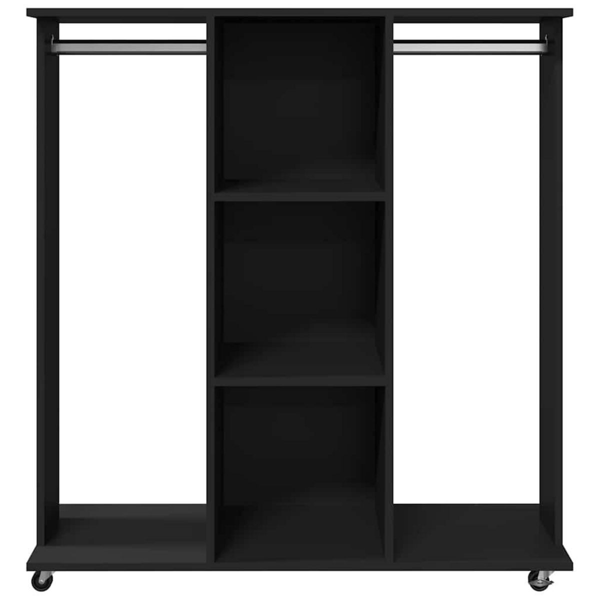 VIDAXL Garde-robe avec roues noir 102x38x110 cm bois d'ingenierie