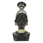 Paris Prix Statuette Tête Femme Tribu  Massai  38cm Noir