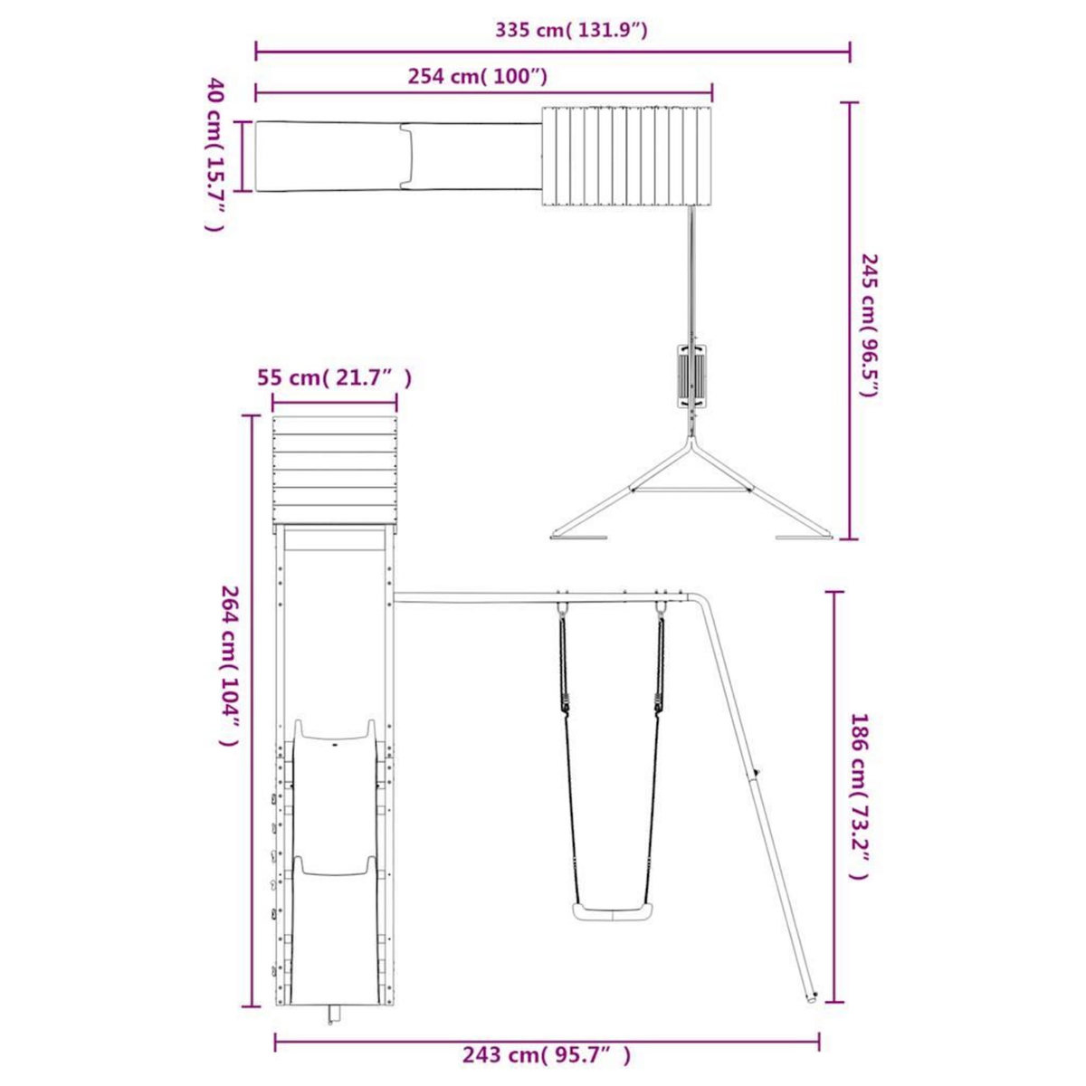 VIDAXL Aire de jeux d'exterieur bois massif de douglas