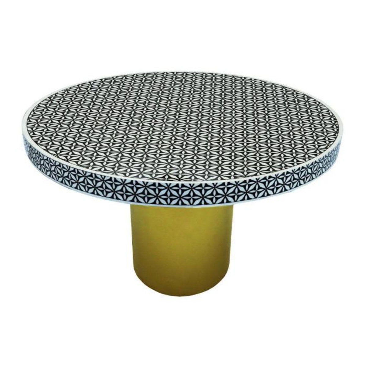 Paris Prix Table à Manger Design  Géométrique  100cm Blanc & Noir