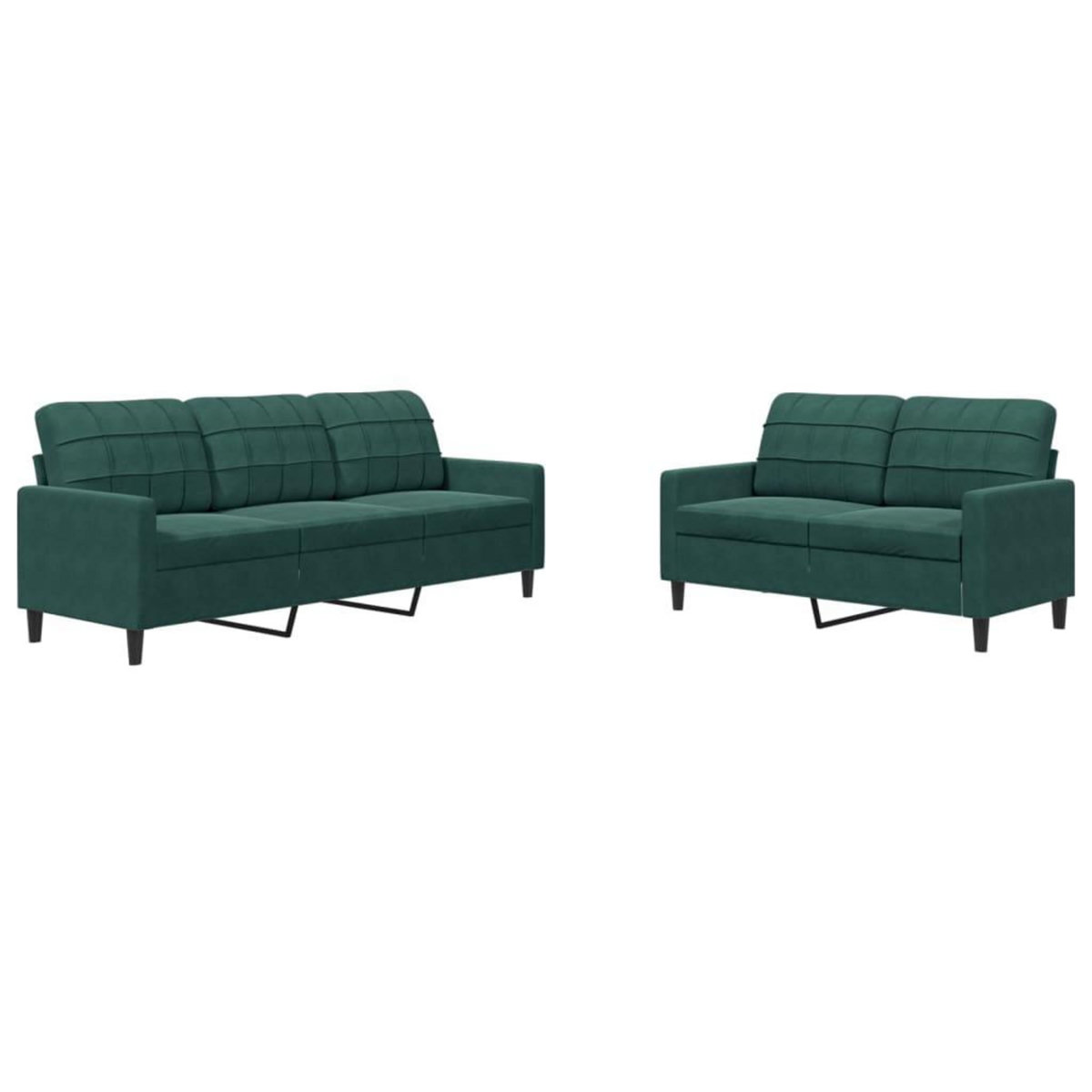 VIDAXL Ensemble de canapes 2 pcs avec coussins Vert fonce Velours