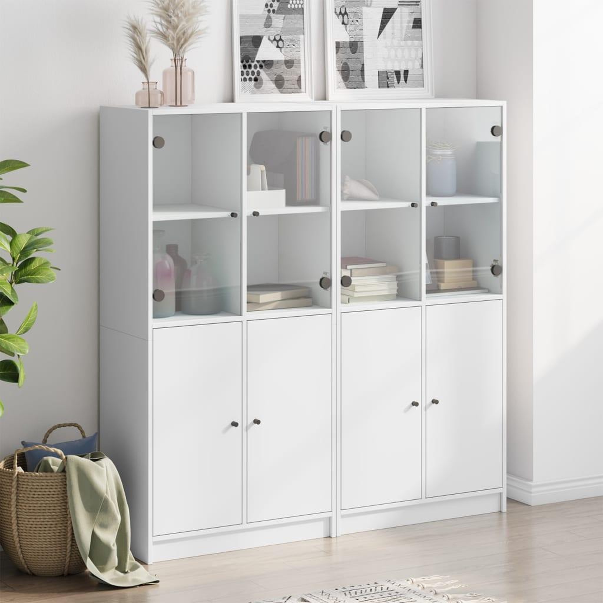 Voir la diapositive 3 : VIDAXL Bibliotheque avec portes blanc 136x37x142 cm bois d'ingenierie