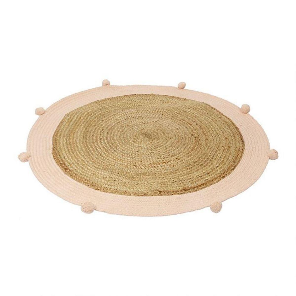 OSTARIA Tapis rond jute pompons rose D100