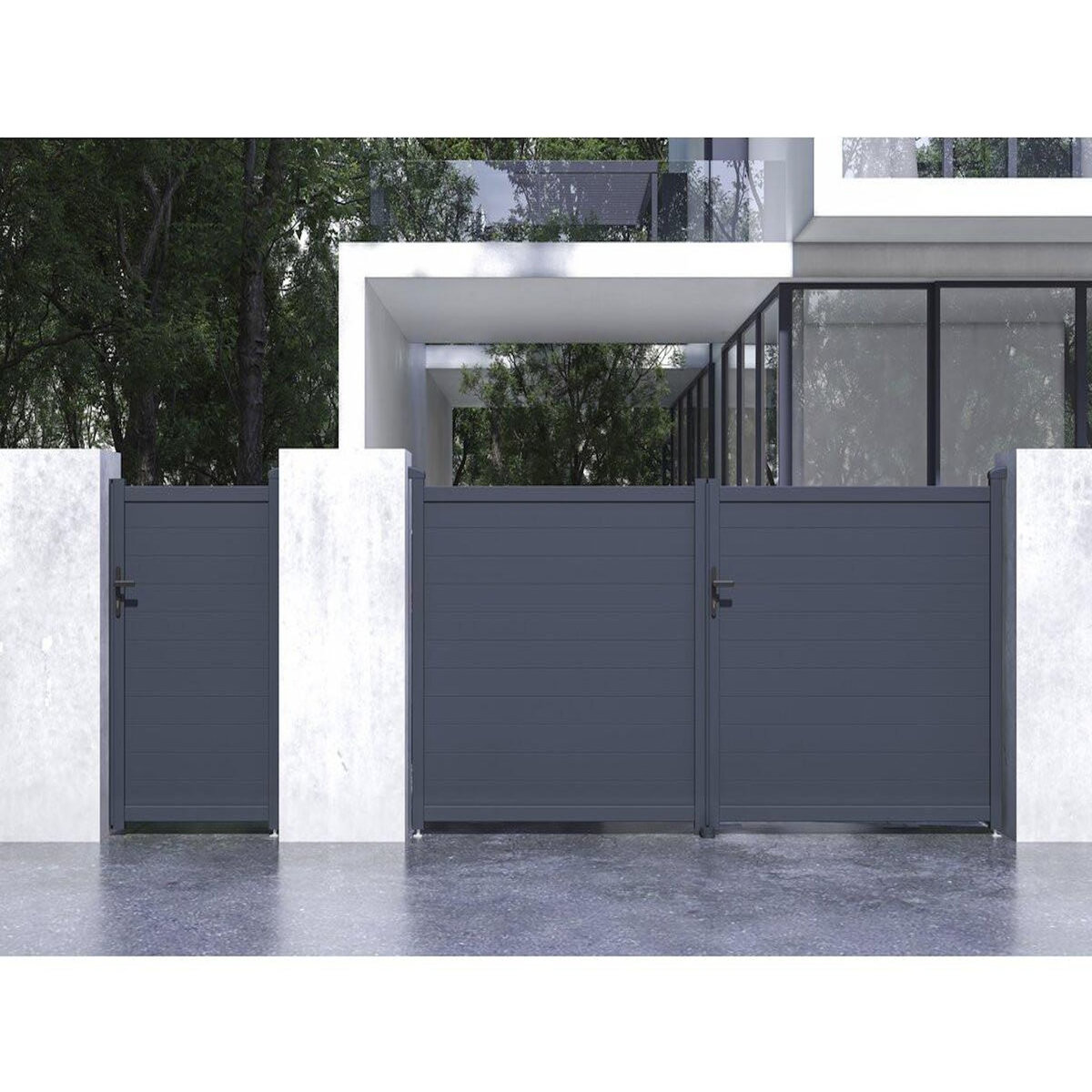 Habitat et Jardin Pack portail + portillon  Marc  - Gris
