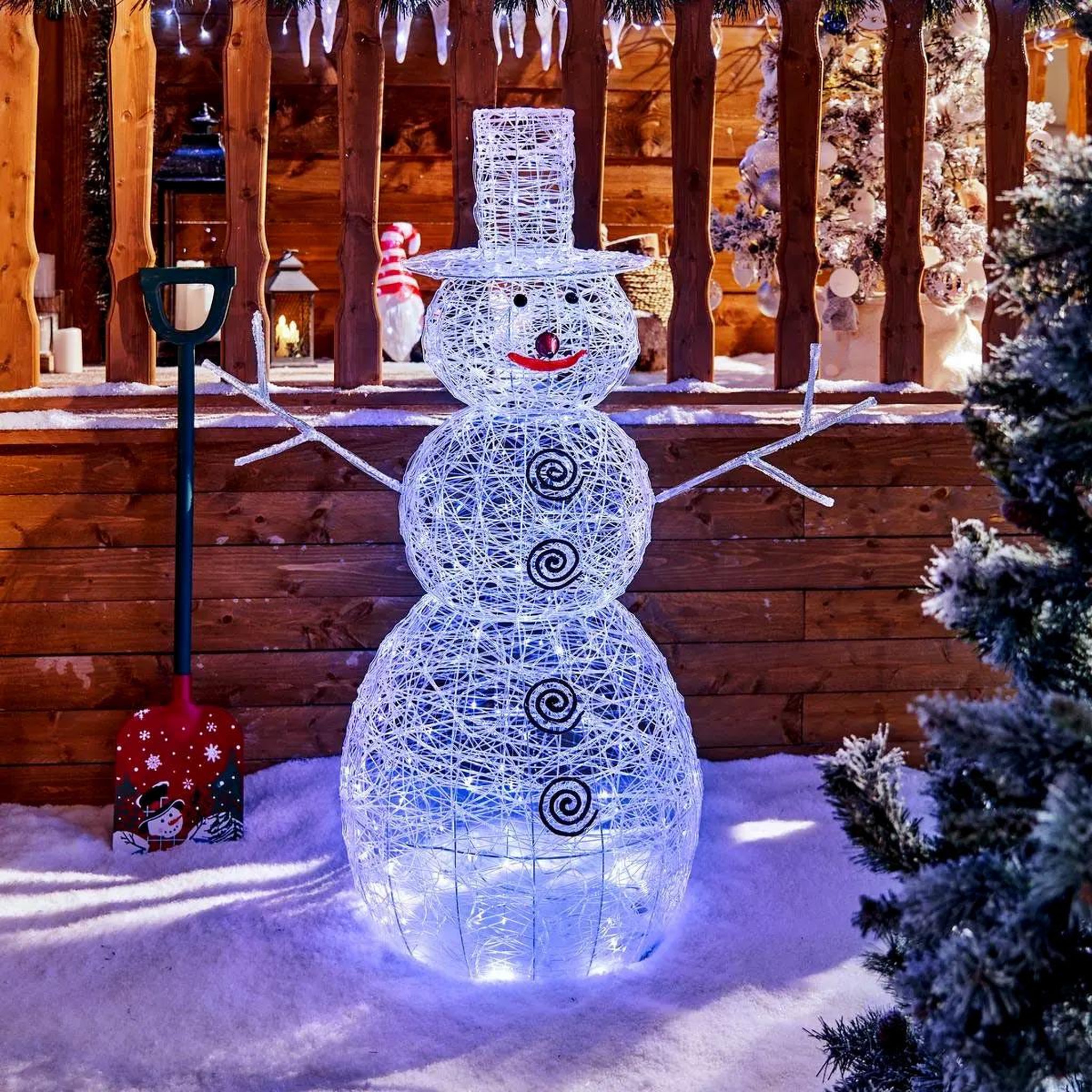 Voir la diapositive 2 : FEERIC LIGHT & CHRISTMAS Décoration extérieure lumineuse de noël bonhomme de neige - l. 67 x h. 120 cm - couleur blanc froid