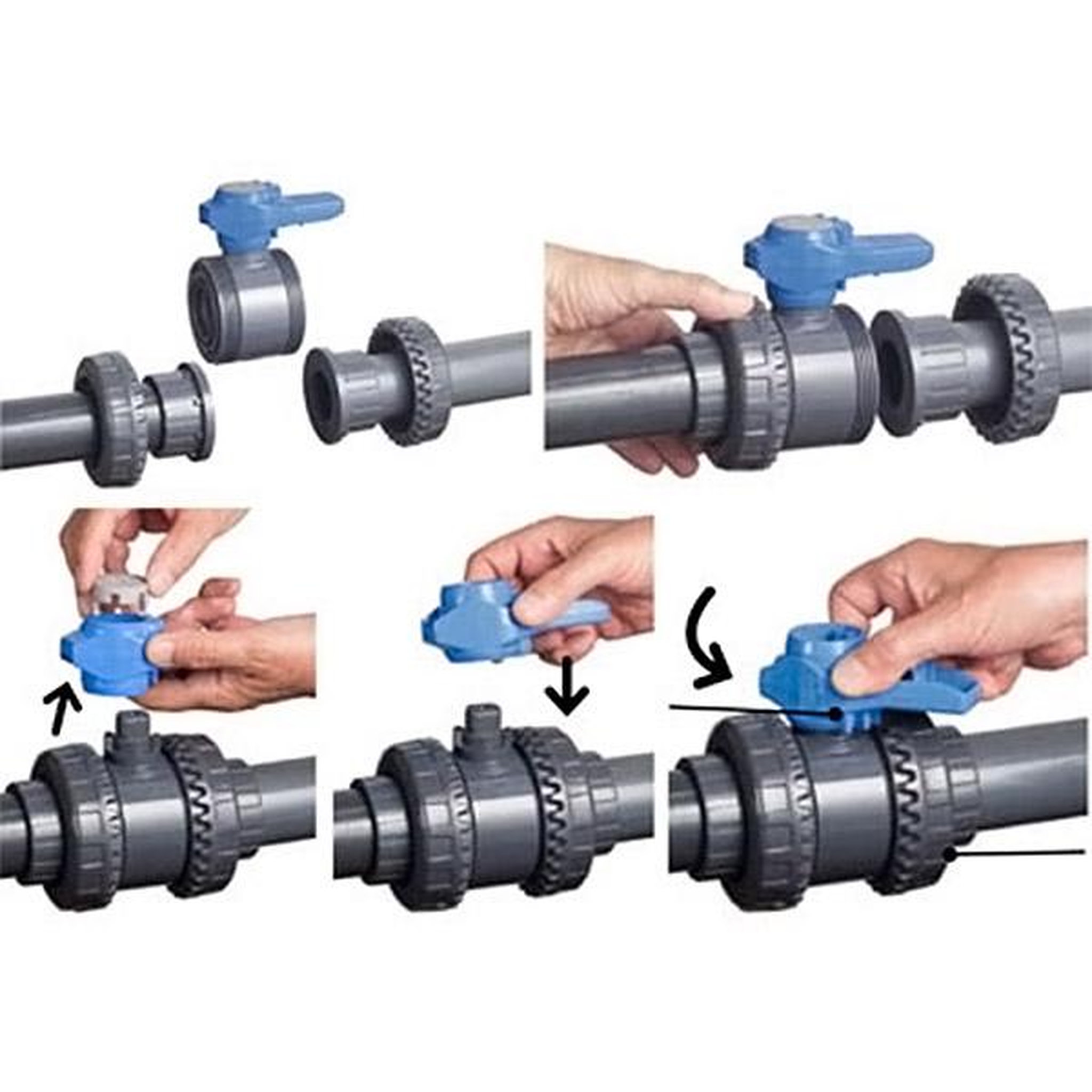 Voir la diapositive 3 : Fip Vanne pvc fip double union à coller 50mm - vib50c