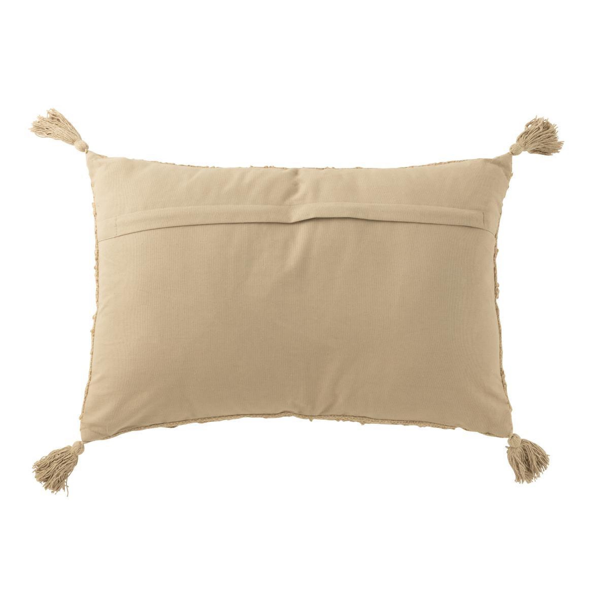 Voir la diapositive 2 : J-LINE Coussin déco à pompons  marea  40x60cm beige foncé