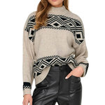 Only Pull Beige/Noir Femme Only Victoria. Coloris disponibles : Beige