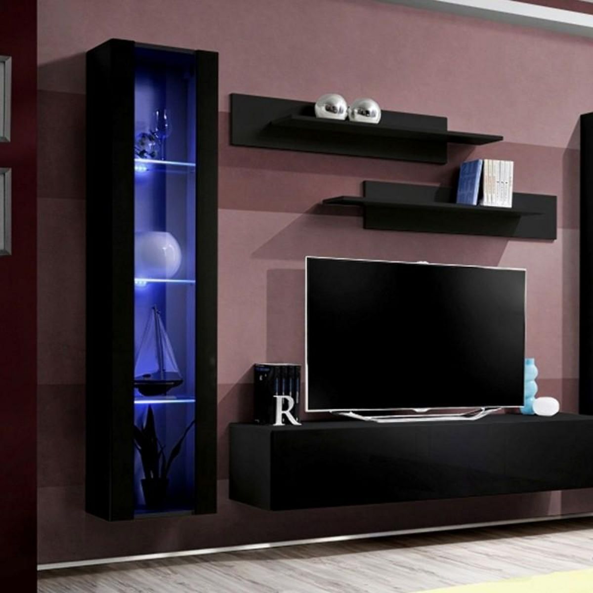 Paris Prix Meuble TV Mural Design  Fly II  260cm Noir