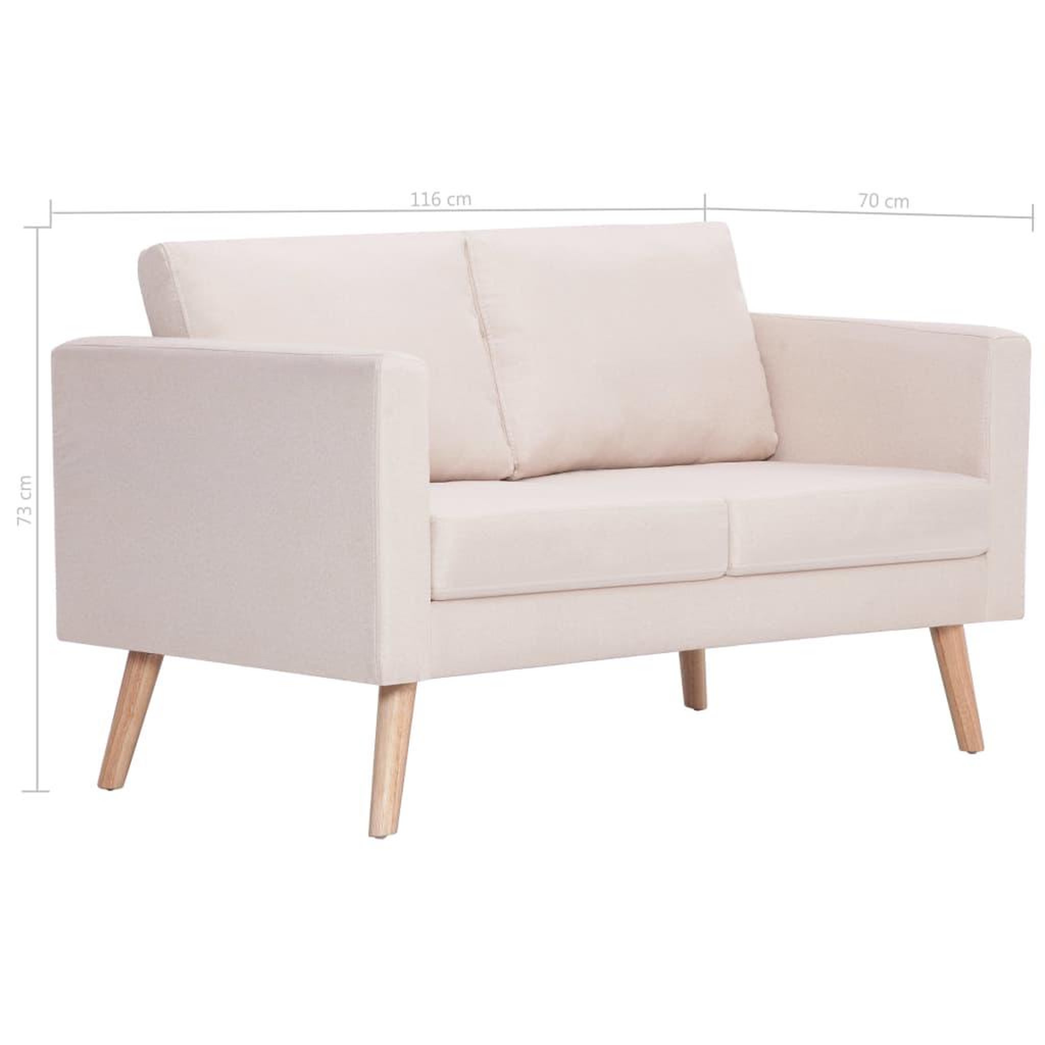 Voir la diapositive 6 : VIDAXL Canape a 2 places Tissu Creme