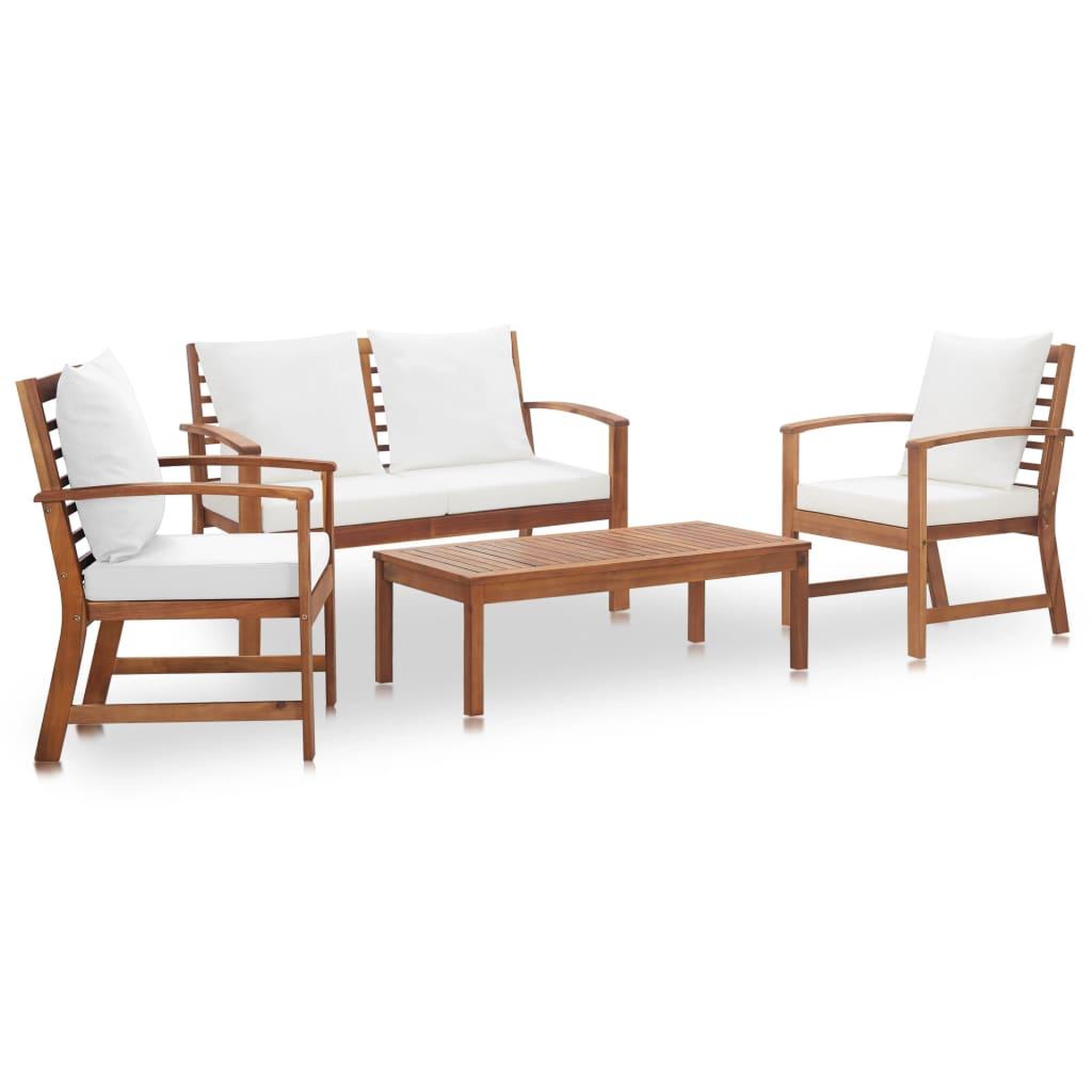 Voir la diapositive 1 : VIDAXL Salon de jardin avec coussins 4 pcs Bois d'acacia solide