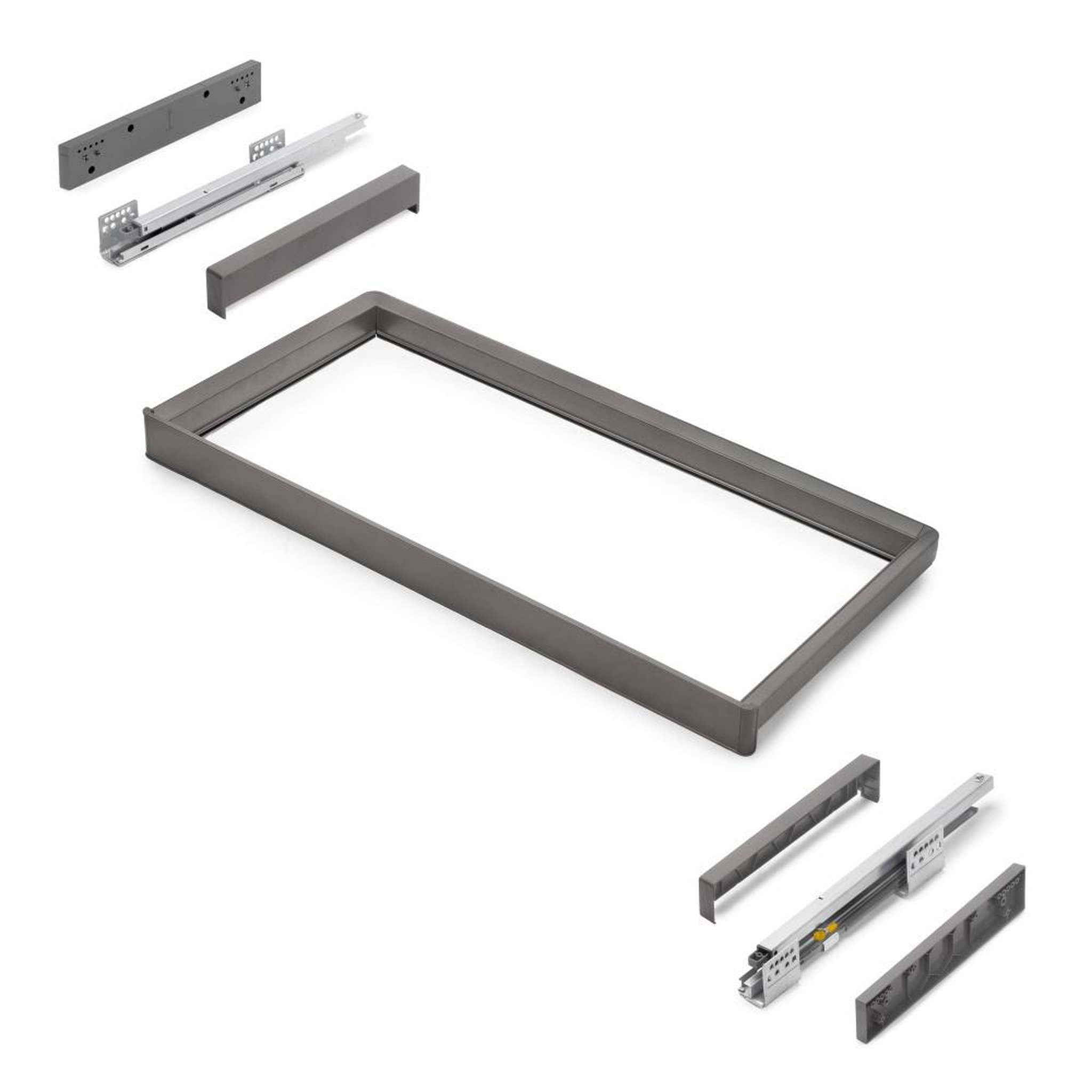 EMUCA SRL Rack avec glissières à extension totale et à fermeture douce pour accessoires d'armoire Quartz -  837-863mm -  Aluminium et plastique -  Titane