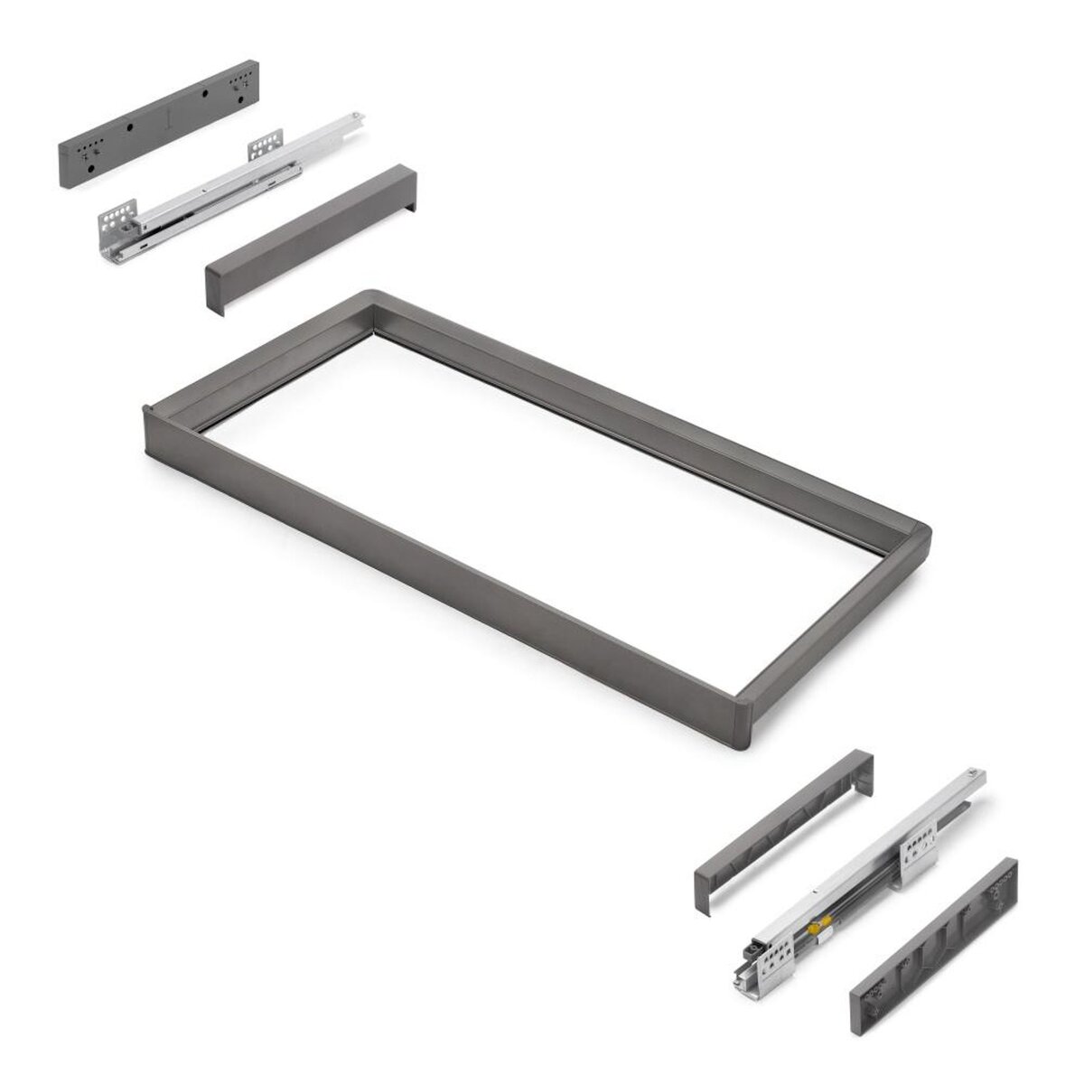 EMUCA SRL Rack avec glissières à extension totale et à fermeture douce pour accessoires d'armoire Quartz -  837-863mm -  Aluminium et plastique -  Titane