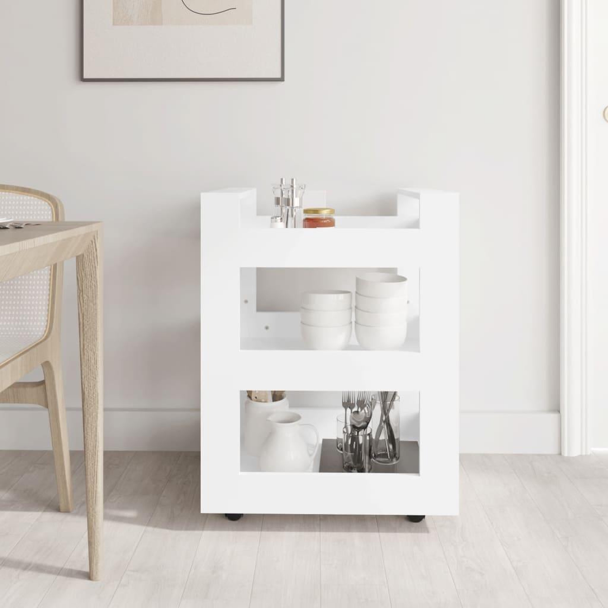 Voir la diapositive 3 : VIDAXL Chariot de cuisine Blanc 60x45x80 cm Bois d'ingenierie
