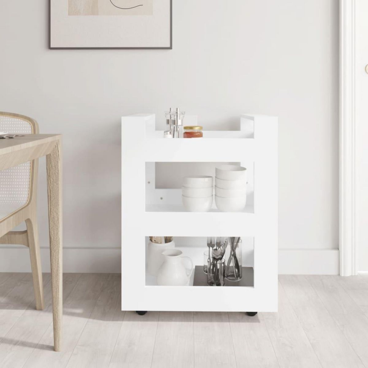 VIDAXL Chariot de cuisine Blanc 60x45x80 cm Bois d'ingenierie