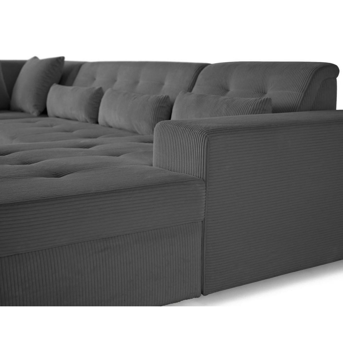 LISA DESIGN Vermont - canapé panoramique d'angle gauche - 7 places - en velours côtelé